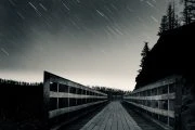 Kettle Valley Railway trestle at night